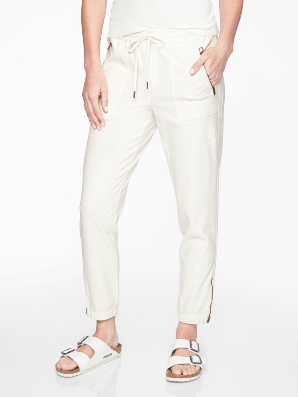 ATHLETA BIRCH ELASTIC WAIST ZIPPERS FARALLON JOGGER PANTS